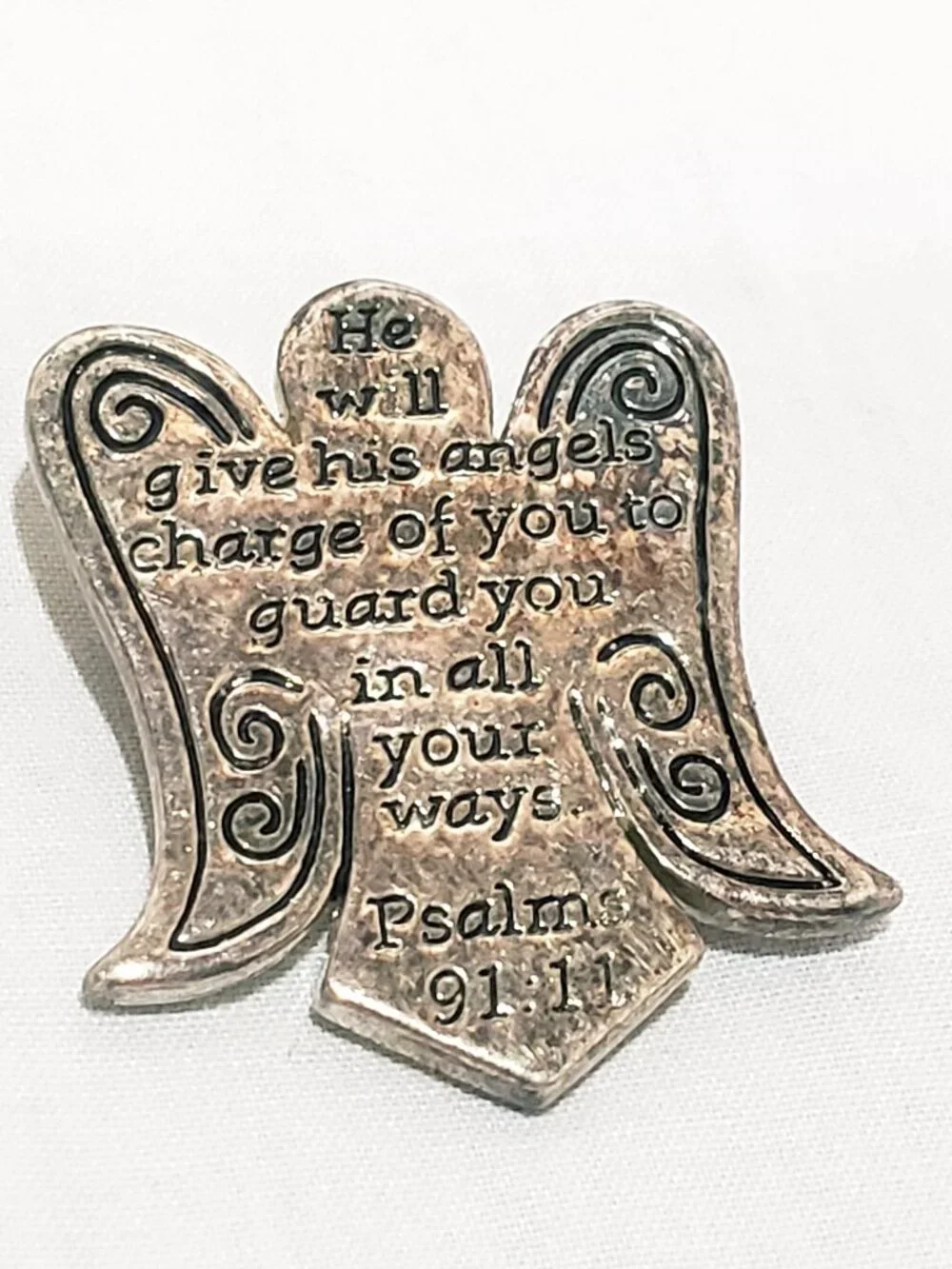 Angel He Will Give His Angels Charge of You Brooch Lapel Pin 1